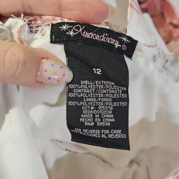 \Xtraordinary Girls Dress Size 12 Formal Special Occasion Dress Dance Pink Roses - Picture 11 of 12